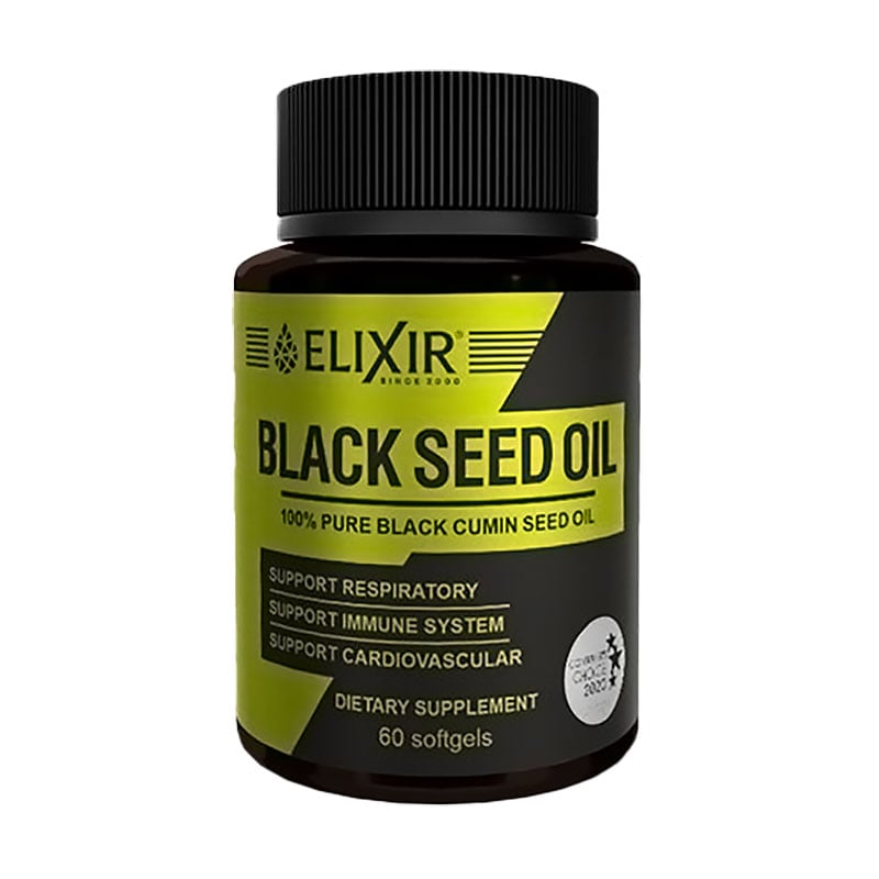 Олія чорного кмину Еліксір Black Cumin Seed Oil 500 мг, 60 капсул
